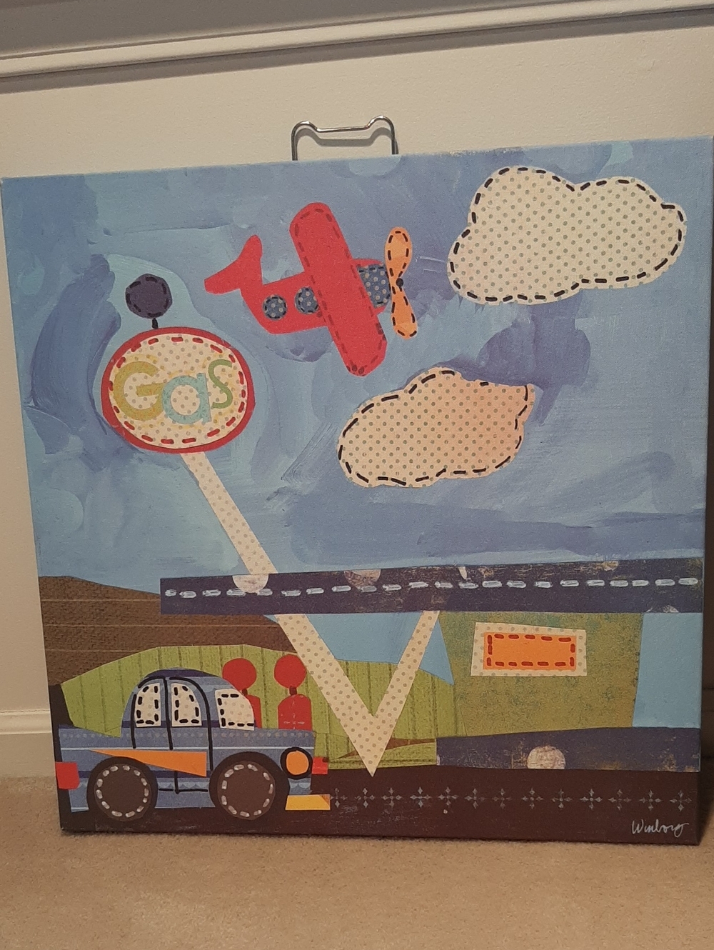 Colorful Kids Transportation Canvas Wall Art - Blue, Red, Green